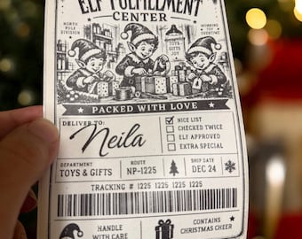 Personalized Christmas Gift Labels, Elf Fulfillment Center, Vintage North Pole 4x6 Stickers