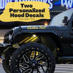 Custom Hood Decals for JL JT 4x4 ( Two pack ) / Truck hood Graphics / custom hood ornament / Wrangler Hood Decals / 20” wide / personalized