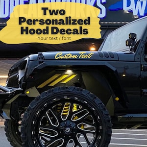 Custom Off-Road Hood Decals – Set of 2 Personalized Stickers for JL, JT, Bronco, Tacoma – 20” Vinyl – Durable Matte Oracal 651