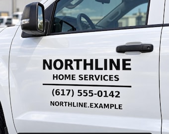 Custom Business Truck Door Decals, Set of 2, Personalized Logo and Phone Vinyl Lettering