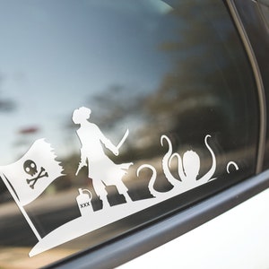 Premium Pirate and Kraken Decal - High-Quality Oracal 651 Vinyl with Professional Transfer Tape -