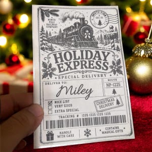 Personalized Christmas Gift Labels, Holiday Express Train, Vintage 4x6 Stickers