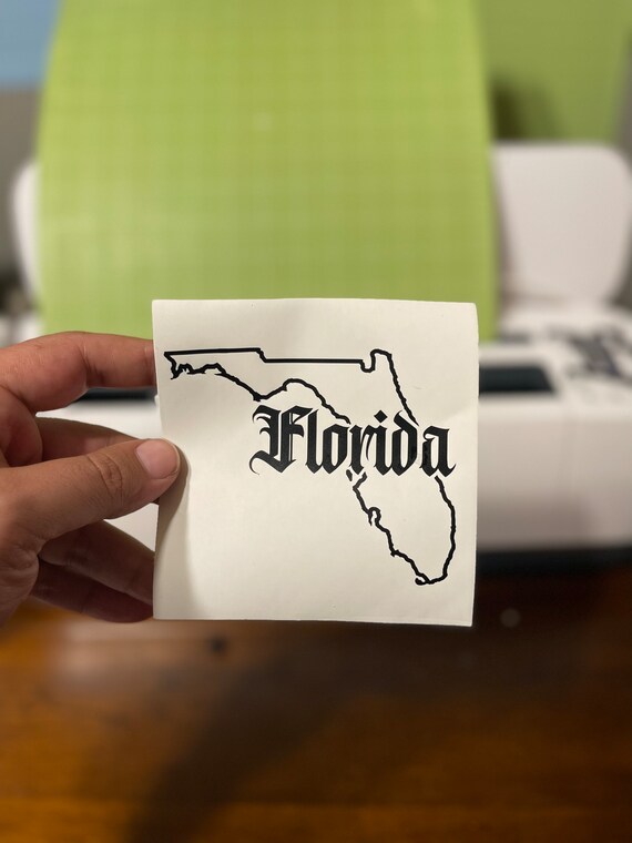 Florida Outline Decal / Old English Decal / Florida Decals / Etsy