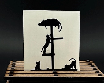 Calcomanía de árbol para gatos: vinilo de gato juguetón para coche, portátil o ventana