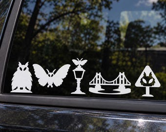 Mothman Cryptid Car Decals, 5-Piece Vinyl Set (Black or White)