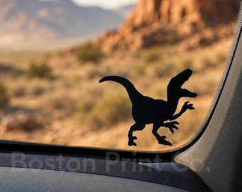 Velociraptor Vinyl Decal, Dinosaur Silhouette Car Window Sticker