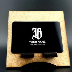 Cartões de visita de metal preto pesado - Cartões de aço inoxidável gravados - Cartões de visita personalizados resistentes a arranhões - Cartões de marca de luxo