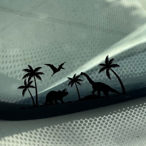 Palm Trees and Dinosaurs Easter egg tiny decal sticker, Professional Transfer Tape Included, Personalize Your Car for Dinosaur and Palm Tree
