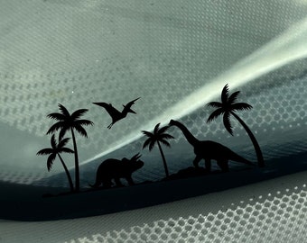 Palm Trees and Dinosaurs Easter egg tiny decal sticker, Professional Transfer Tape Included, Personalize Your Car for Dinosaur and Palm Tree