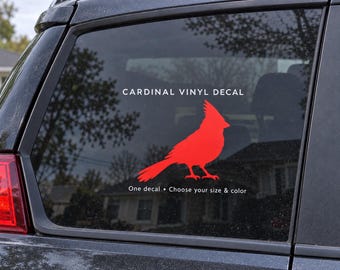Cardinal Vinyl Decal, Bird Silhouette Car Window Sticker, Red Black or White, Remembrance Gift