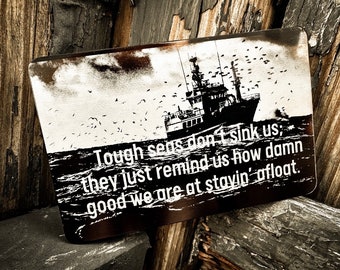 Tough Seas Don’t Sink Us Metal Wallet Card for Fishermen and Boaters