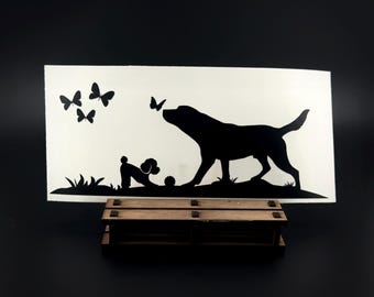 Pudel Lab Fjäril Vindruta Påskägg Dekal | Hund Vinylklistermärke för Bil, Laptop & 4x4