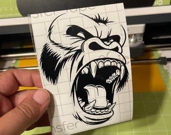 Gorilla Vinyl Decal | Safari Animal Sticker for Car Window, Laptop, Wildlife Gift