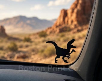 Velociraptor Dinosaur Vinyl Decal | Fierce Raptor Silhouette Sticker