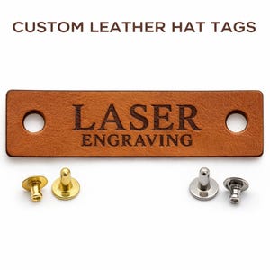 Custom Leather Tags for Handmade Items: Engraved Knit Labels with Chicago Screws