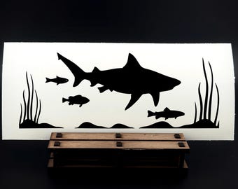 Shark Fish Vinyl Decal, Ocean Marine Life Sticker, Car Laptop Decoration