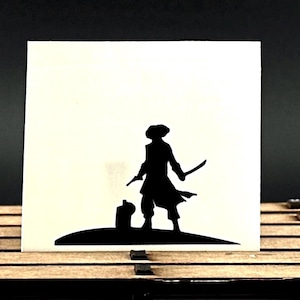 海賊シルエットデカール - 航海用車ステッカー、ノートパソコン用ビニール、宝箱の窓装飾