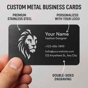 Aangepaste metalen visitekaartjes - dik, duurzaam, premium ontwerp - dubbelzijdige gravure beschikbaar - luxe branding voor professionals