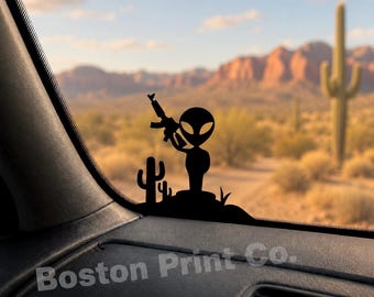 Rolig Alien Security vinyldekal | Väderbeständig bilklistermärke