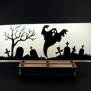 Adesivo per parabrezza con uovo di Pasqua del cimitero spettrale - Tesoro nascosto - Vinile Oracal 651 - Nastro di trasferimento professionale incluso - Adesivo fantasma