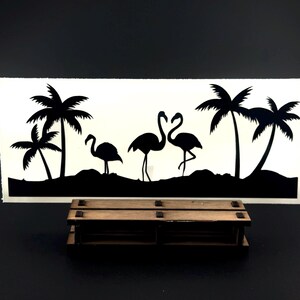 Flamingo Heart Palm Tree Decal: Coastal Car Vinyl Sticker