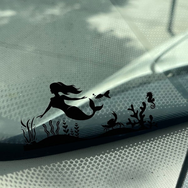 Under the Sea" Mermaid Decal with Crab and Seahorse - High-Quality, Durable, and Easy-to-Apply Vinyl Design - Easter Egg Decals - Sea