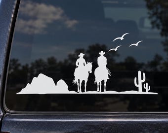 Cowboy Desert Scene Vinyl Decal, Western Truck Window Sticker