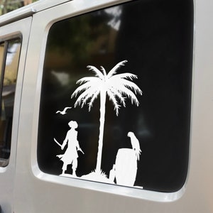 隠された宝物デカール - 海賊、ヤシの木、オウム - 海賊をテーマにしたステッカー - イースターエッグデカール Oracal 651 プロフェッショナル転写テープ付き