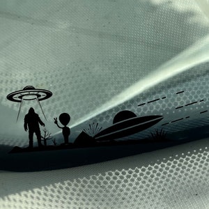 Sasquatch Abduction Decal easter egg/ 4x4 easter egg decal / Sasquatch decals / UFO decal / Alien