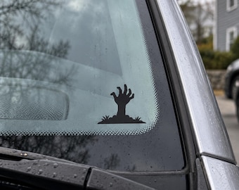Zombie Hand Car Decal, Horror Vinyl Window Sticker, Tiny Easter Egg