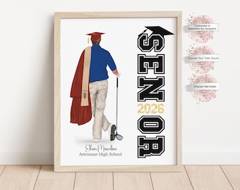 Personalized 2027 Senior Golf Graduation Print, Custom Graduation Gift, High School Golf Gift