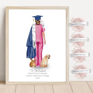 Poster vétérinaire personnalisé, cadeau de remise des diplômes, cadeau pour diplômé vétérinaire, cadeau pour diplômé vétérinaire, cadeau de remise des diplômes