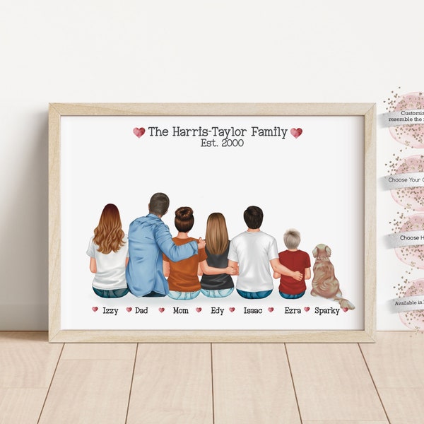 Custom Family Portrait, New Home Gift,  House Warming Gift for Family, Christmas Gift For Mom, Gift For Dad, Grandparents Gift, Our Family