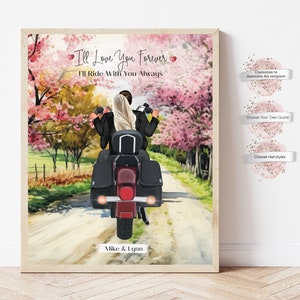 Personalized Biker Couple Print, personalized Motorcycle Couple, Gift for Boyfriend, Gift for Girlfriend, Motorcycle Gift, Biker Gift