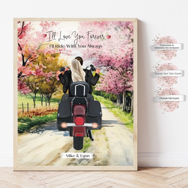 Custom Personalized Motorcycle Couple Canvas - Gift Idea For Couple - To My Girlfriend