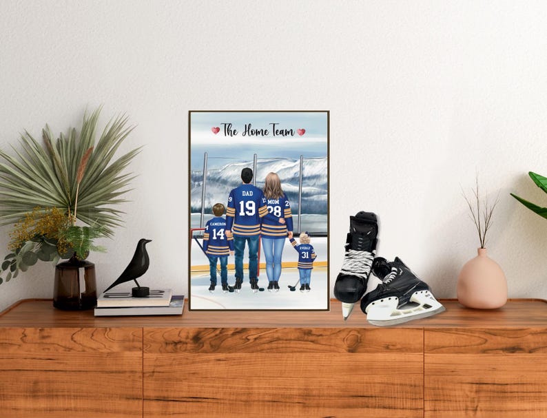 Personalized Hockey Family Print, Custom Uniform Included, Hockey Gift, Gift for Hockey Fans image 3
