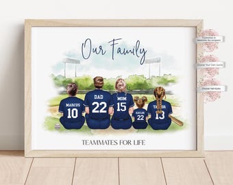 Personalized Baseball Family Print, Baseball Family, Custom Jersey Included, Daddy’s Dream Team, Gift for Dad (Digital or Print)