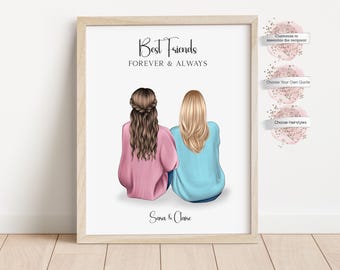 Personalized Best Friend Print, Gift for Besties,  Sisters or Friends, Birthday Gift or Christmas Gift (Digital or Print)