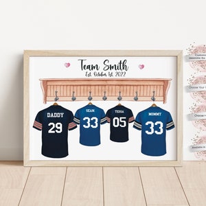 Custom Print, Football Jersey Family, American Football Sports Gift, Gift for Him, Football Gift for dad, Custom Portrait