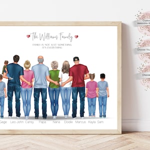 Personalized Family Print,  Family Portrait,  New Home Gift,  Christmas Gift, Birthday Gift, Gift for Dad, Our Family, Family Reunion