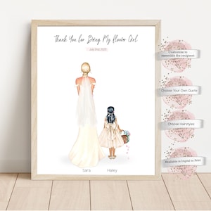 Impression personnalisée de cadeau de demoiselle d'honneur, cadeau personnalisé pour demoiselle d'honneur, cadeau de demoiselle d'honneur junior, cadeau de mariée et de demoiselle d'honneur
