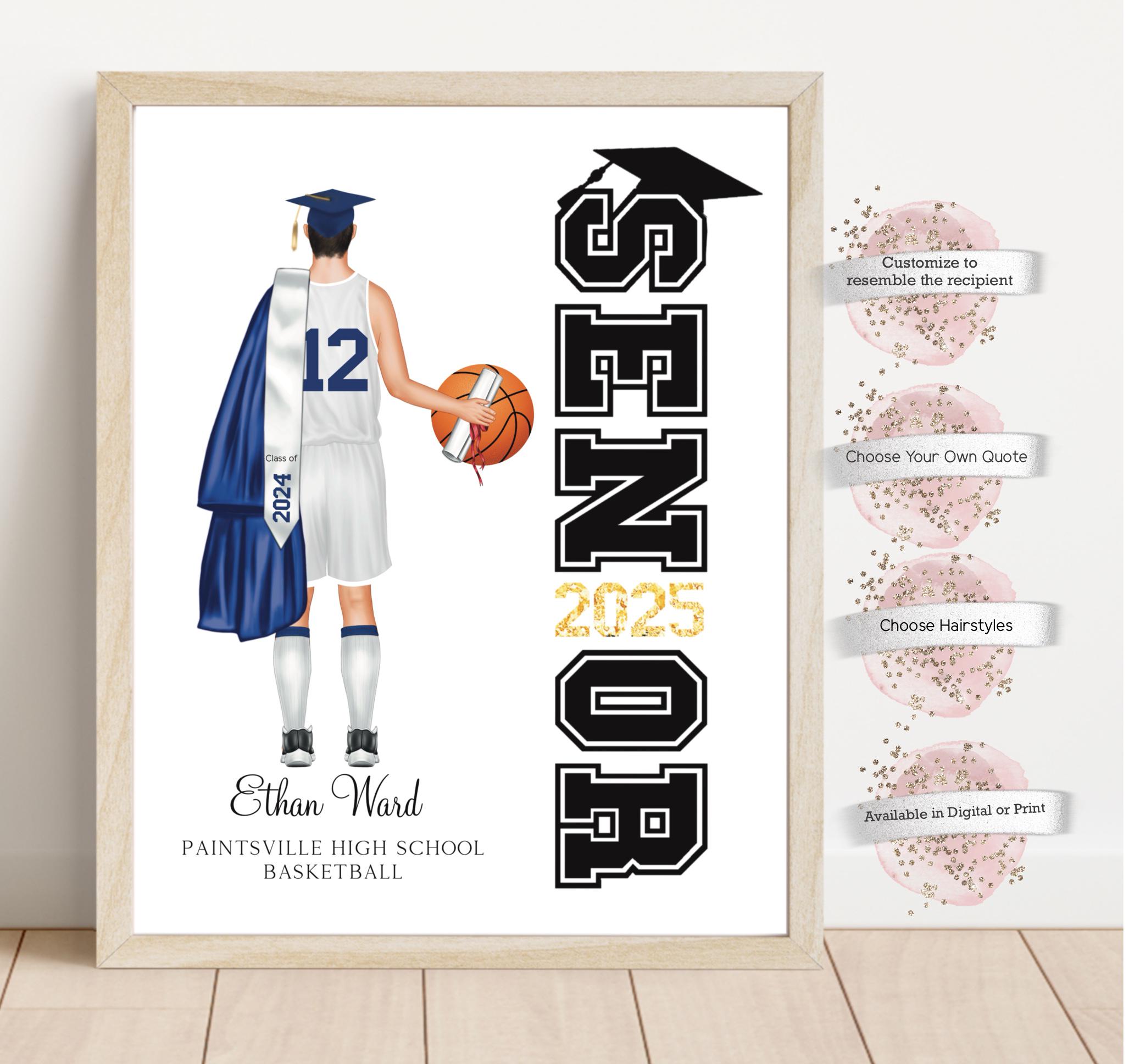 Personalized 2026 Senior Basketball Graduation Print, Custom Uniform ...
