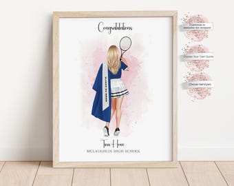 Personalized Tennis Graduation Print, Gift for Tennis Graduate, Senior Tennis Poster (Digital or Print)