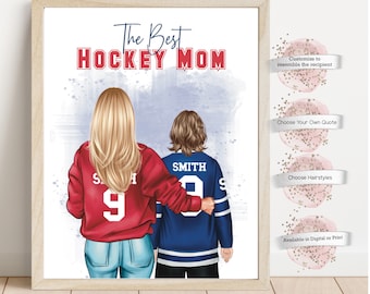 Personalized Hockey Mom Print, Custom Jersey , Gift for Mom, Mothers Day, Valentine’s Day