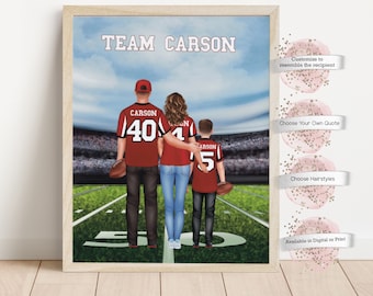 Personalized Football Family Print, Custom Jersey s, Football Fans Gift, Gift for Dad (Digital or Print)