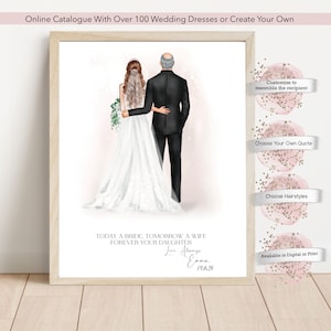 Personalized Father of the Bride Gift Print,  Father Of Bride, Gift for Dad on Wedding Day, Wedding Portrait, Wedding Illustration Gift