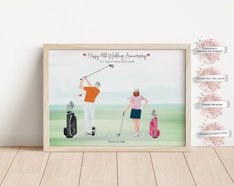 Golf Couple Print, Sports Gift, Gift for Her,  Gift for him, Fathers Day Gift, Custom Gift for husband,  Couple Wall Art| Mothers Day