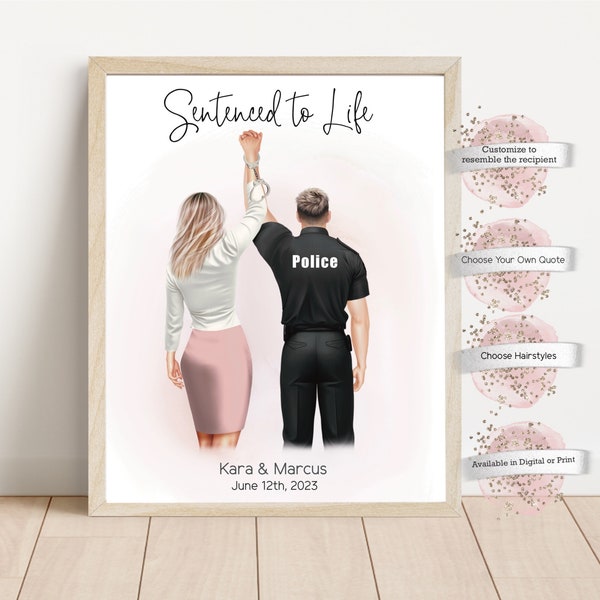 Personalized Gift for Police Officer Couple, OPP Officer, Gift for Engagement, Officer Engagement, Sentenced to Life