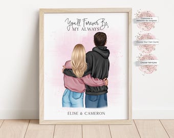Personalized Couple Print, Custom Couple  Portrait  , Gift for Him, Gift for Couples, Couple Gift