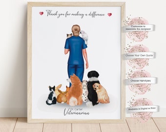 Vet Print,  Personalized Veterinarian Gift , Personalized Veterinarian Portrait, Veterinarian Nurse Gift,  Vet Graduation, Vet Assistant
